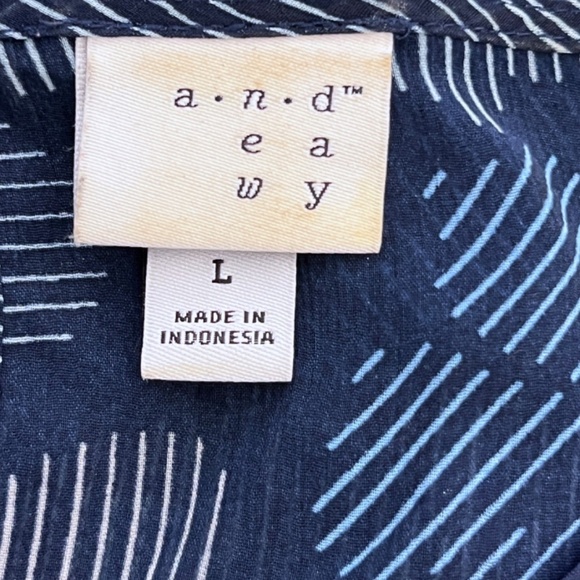 a new day Women's Navy Blue Broken Lines Floral Ruffled Lined Dress Size L - Picture 11 of 12